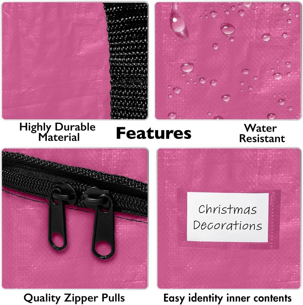 ClearSpace Heavy Duty Moving Bags or Storage Bags – Pink Storage Bins with Lids, Large Moving Boxes with Backpack Straps & Zippers,– Packing Box & Moving Supplies for College Dorm, 8 Pack