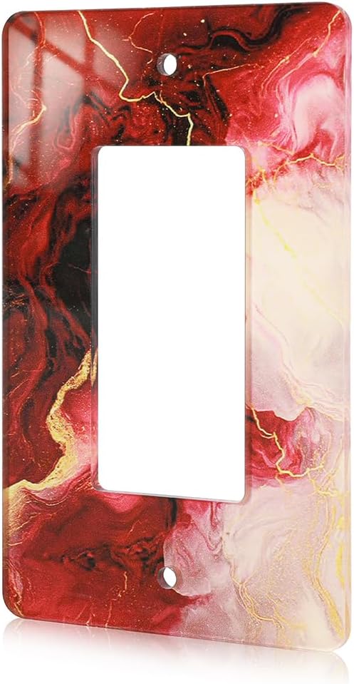 Rich Burgundy Marble Acrylic Wall Plate Switch Light Cover Durable Decorative Outlet Covers Switch Plates And Outlet Covers