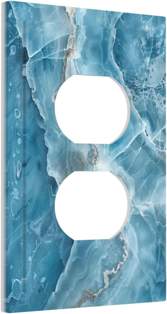 Decorative Outlet Covers Abstract Watercolor Blue Marble Texture 1 Gang Duplex Light Switch Cover Plate Unique Wall Plates for Electrical Outlets Switch Plate Covers for Bedroom Home Decor