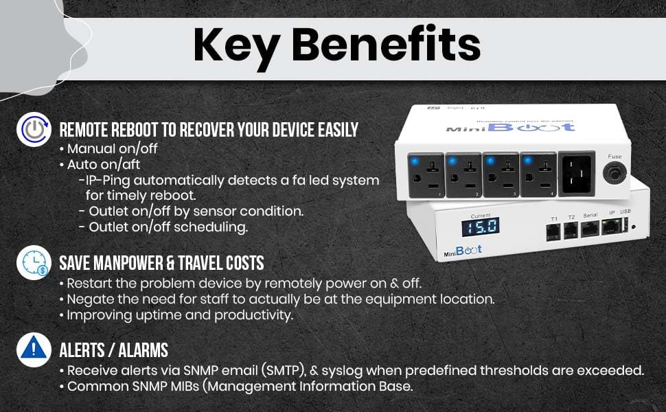 Smart PDU - IP Remote Reboot Power, 4 Switched NEMA 5-15R Outlets