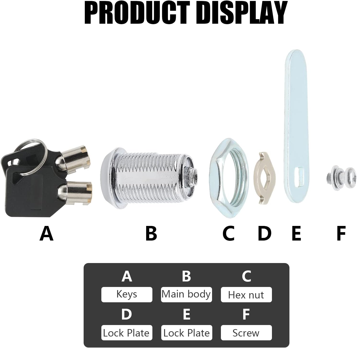 Uenhoy 4 Pack Tubular Cam Lock 1-1/8 Inch Cabinet Cam Lock Set for Tool Box, File Cabinet, Mail Box, Vending Machine, ATM, Keyed Different