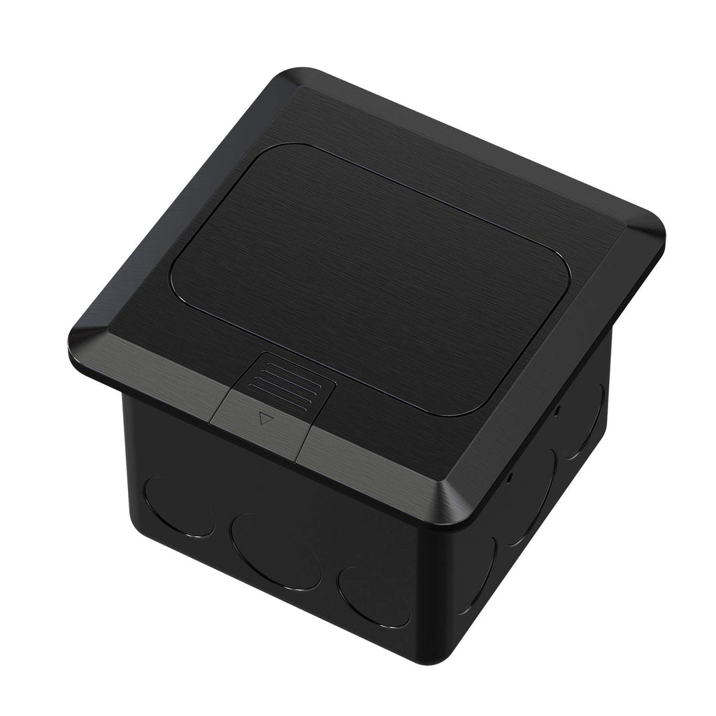 KYHSHJ 4.8A USB Chargers Pop Up Floor Waterproof Electrical Outlet Receptacle Stainless Steel Box,Black