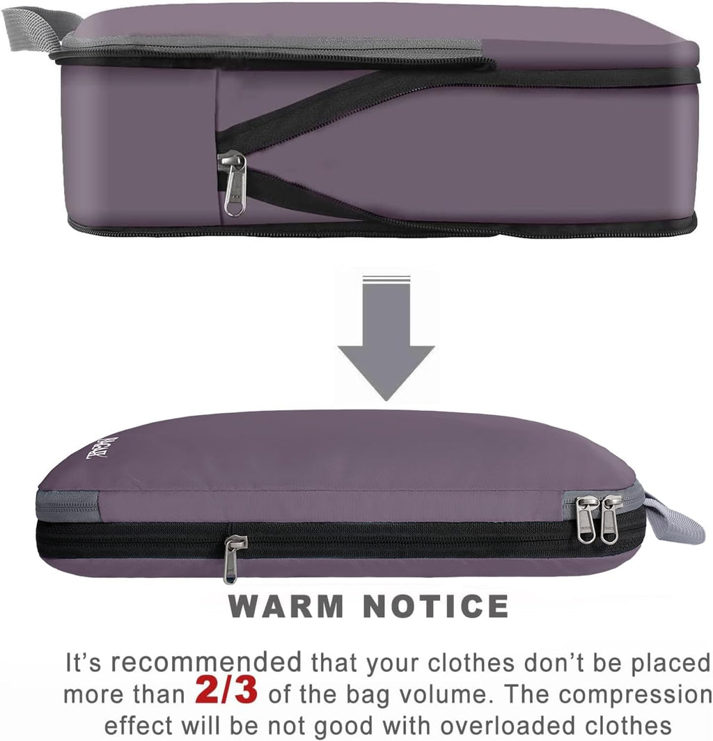 BAGAIL 4 Set/6 Set/8 Set Compression Packing Cubes Travel Accessories Expandable Packing Organizers (Cloth Pattern, 4-Dark Greyish)