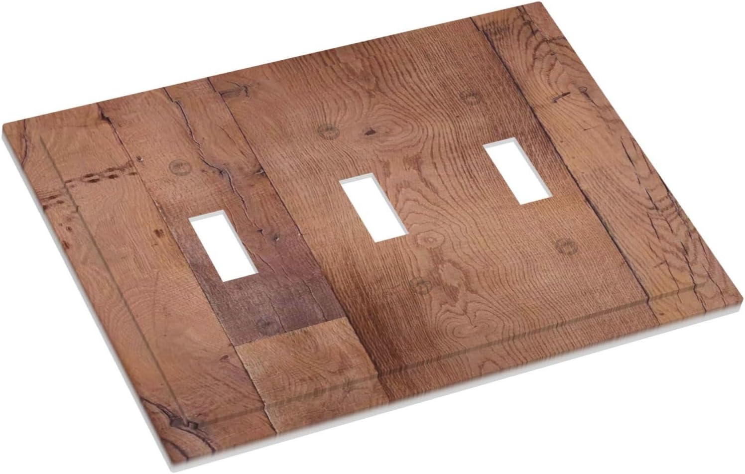 Rustic Brown Dark Wood Texture Printing Decorative Switch Plates 3 Gang Wall Plate Triple Toggle Light Switch Cover Faceplate Electrical Wall Panels For Farmhouse Cabin Decor