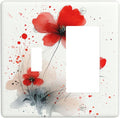 Vintage Watercolor Red Flowers Floral Outlet Covers 1 Toggle 1 Rocker Combination Light Switch Cover Plate Decorative Wall Plate Electrical Switch Plates for Bedroom Bathroom Decor