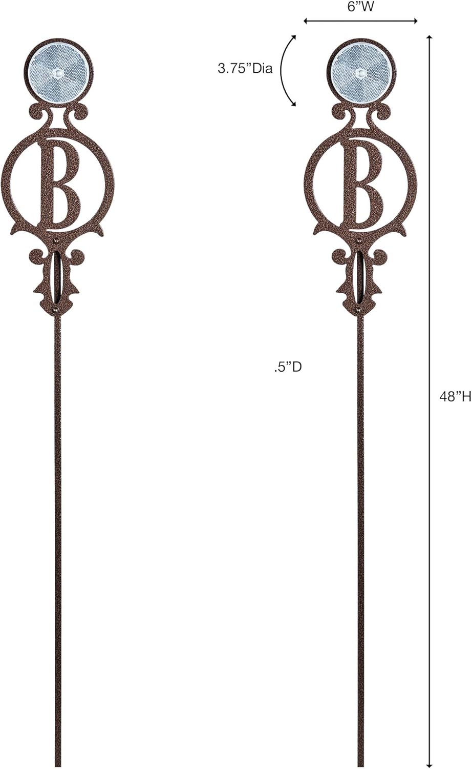Touch of Class Pathways Reflective Driveway Marker Stake Set of Two for Outdoor Use | Custom Monogram Initial Design | Personalized Tall Reflector Set of 2 | Weathered Bronze Durable Finish