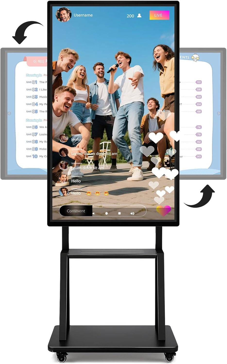 Smart Board 55 Inch, 8+64GB Interactive Whiteboard Google EDLA Certified Rotating Touch Screen, Screen Mirroring for Live Streaming, Classroom, Home and Business (Wall Mount Included)