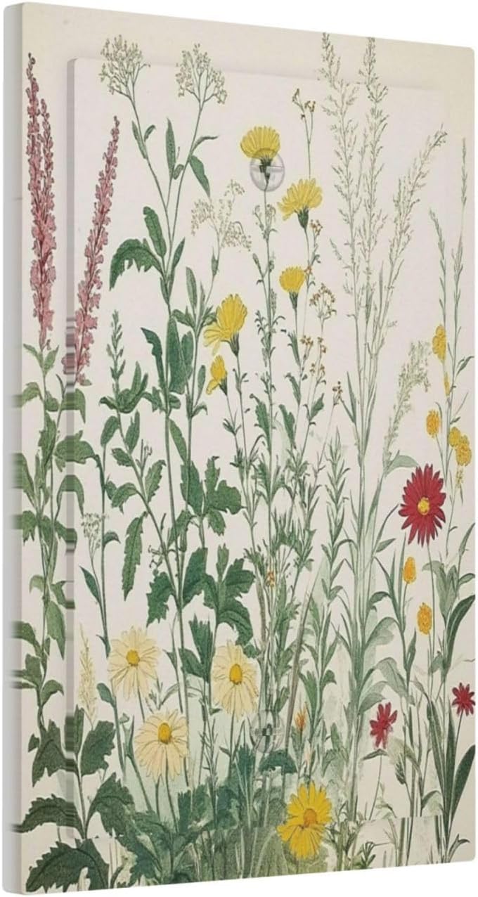 Rustic Wildflower Green Plants Daisy Floral Light Switch Cover Plate 1 Gang No Device Blank Electrical Wall Plates Faceplate Decorative Switch Plate For Farmhouse Bed Room Decor