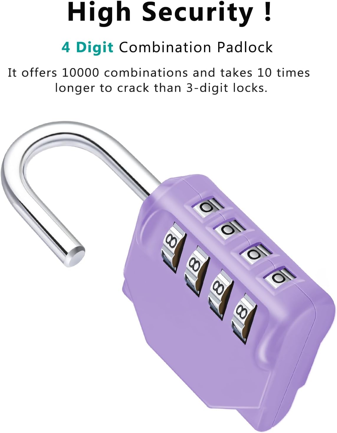 ZHEGE Combination Lock Outdoor 2 Pack, 4 Digit Resettable Weatherproof Combination Padlock for Gym, School, Gates, Doors, Hasps Storage (Purple, 2 Pack)