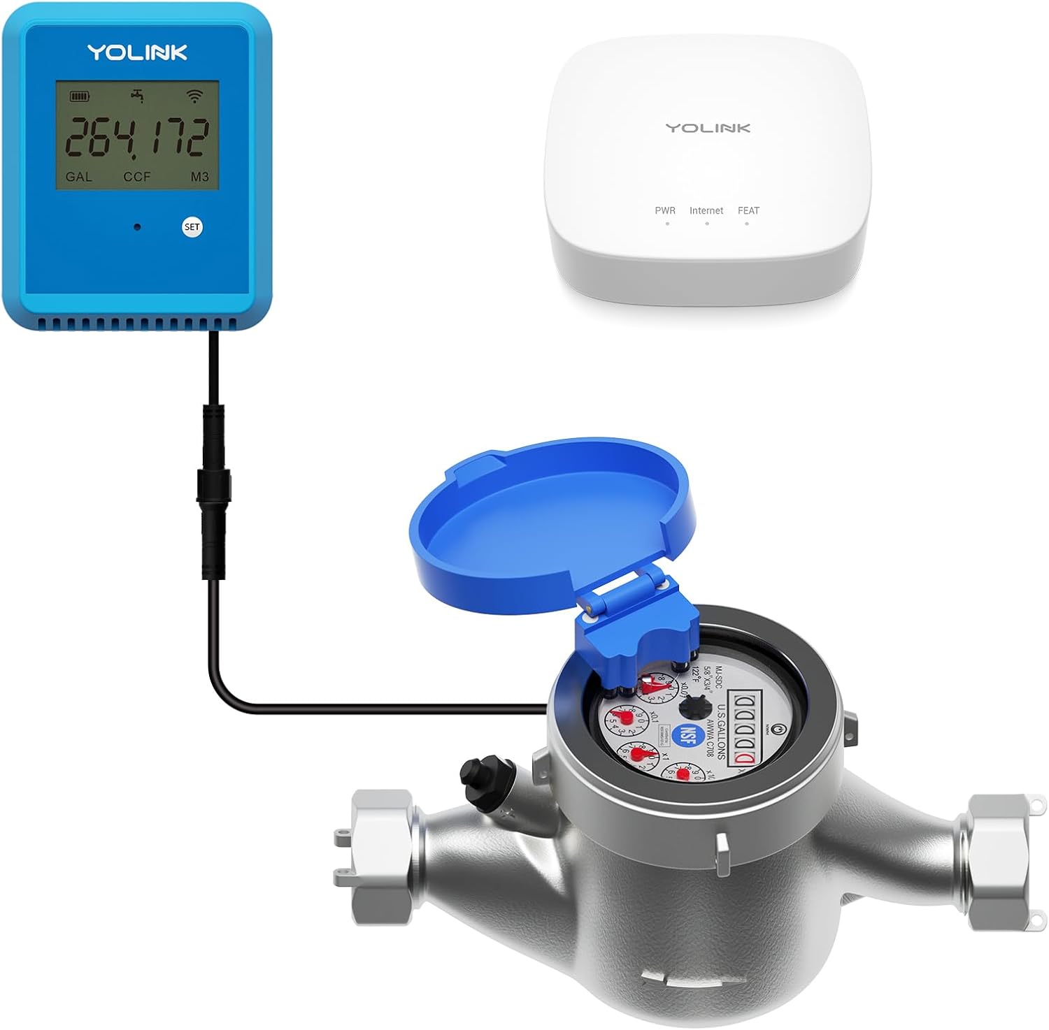 YoLink FlowSmart NSF Water Meter, Smart Water Usage Monitor and Water Leak Detection: 1.5 Inch Advanced Smart Home Water Meter, Hub Included