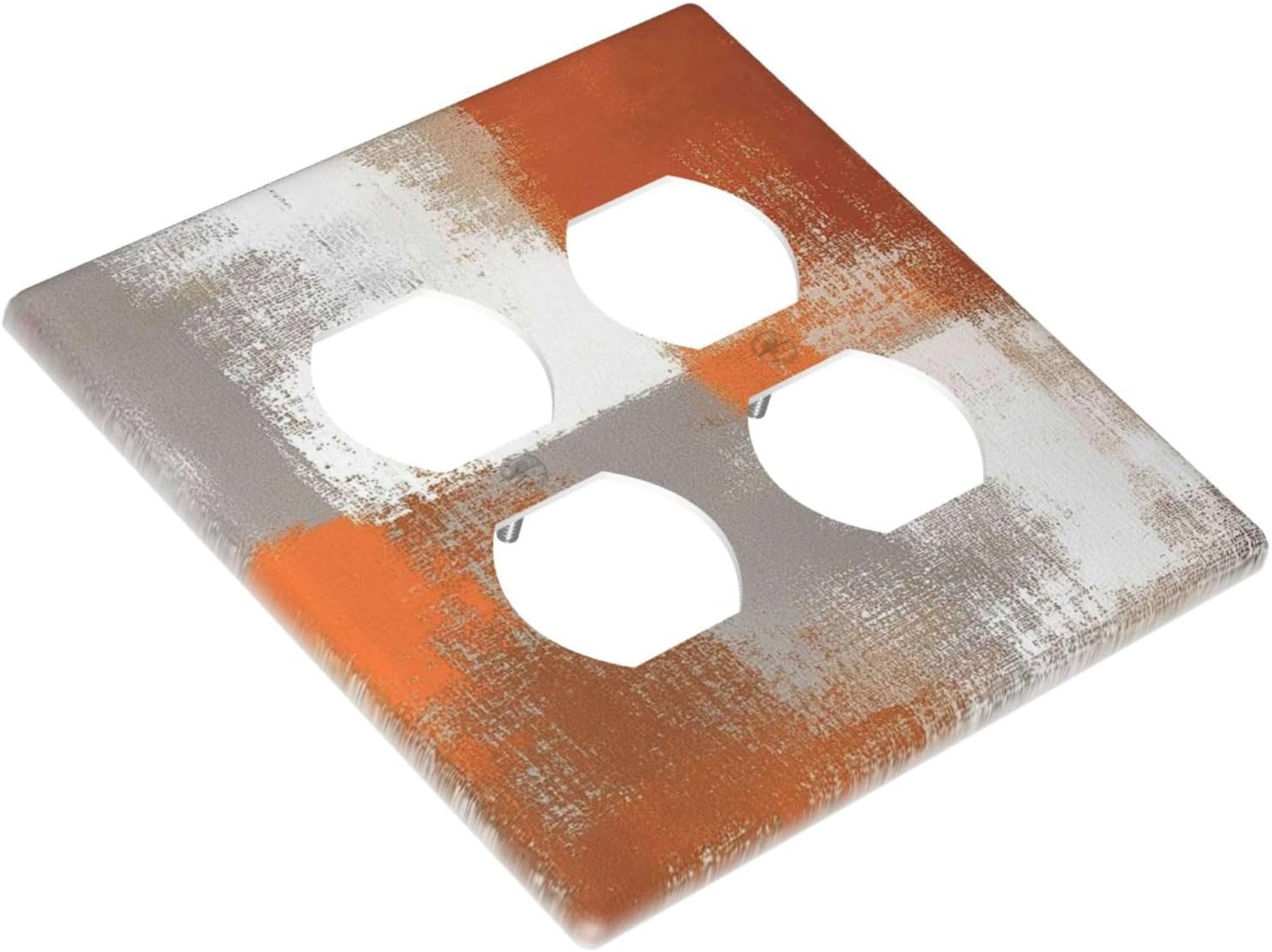 Orange Grey Abstract Art Oil Painting Outlet Covers 2 Gang Double Duplex Decorative Light Switch Covers Electrical Wallplates Socket Faceplate For Home Farmhouse Decor