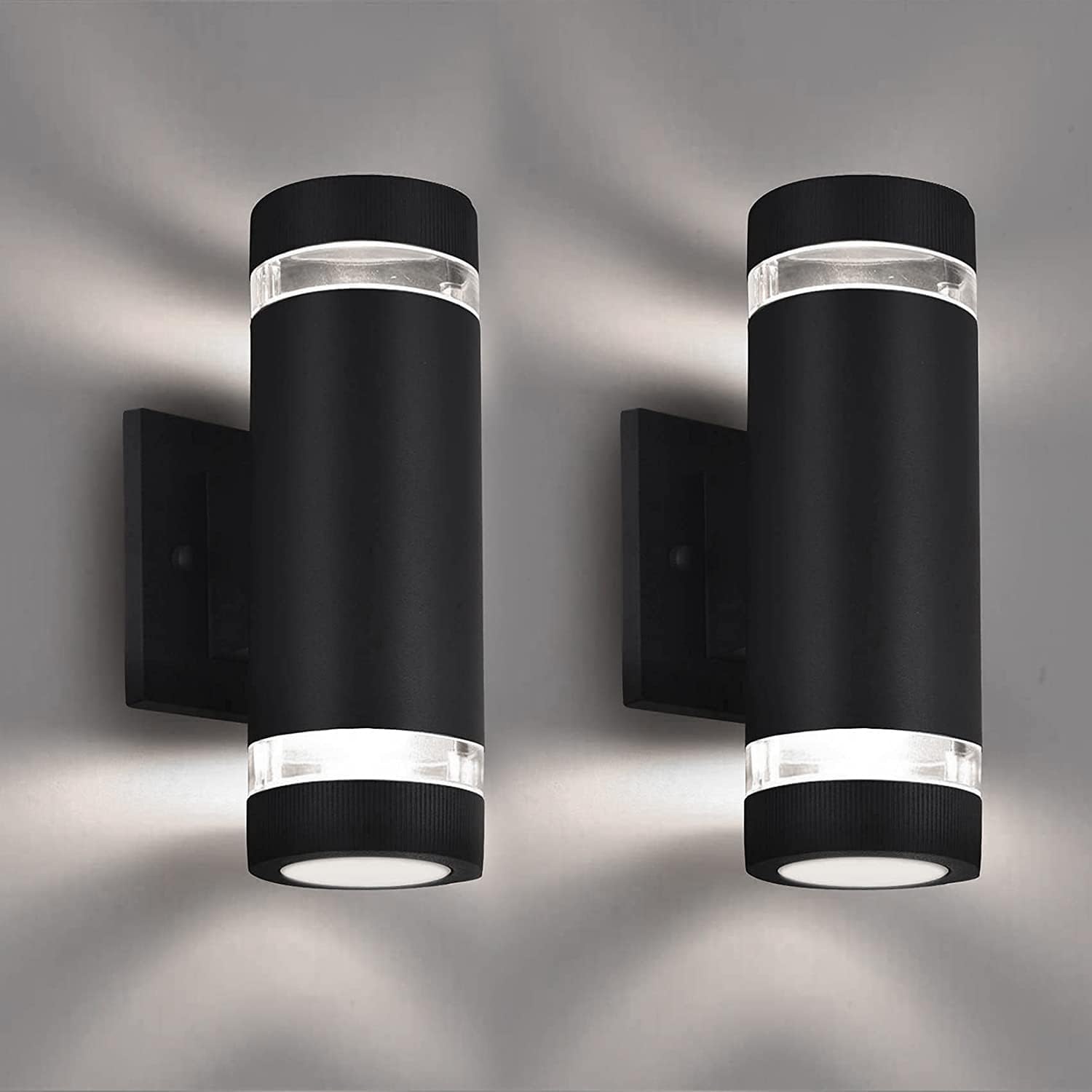 Outdoor Wall Sconce Lights,Dusk to Dawn Outdoor Exterior Lighting - ETL Listed,Modern Outside Patio Light Fixture Wall Mount Design - Up Down Light Fixture White 6000k for Front Door, Porch
