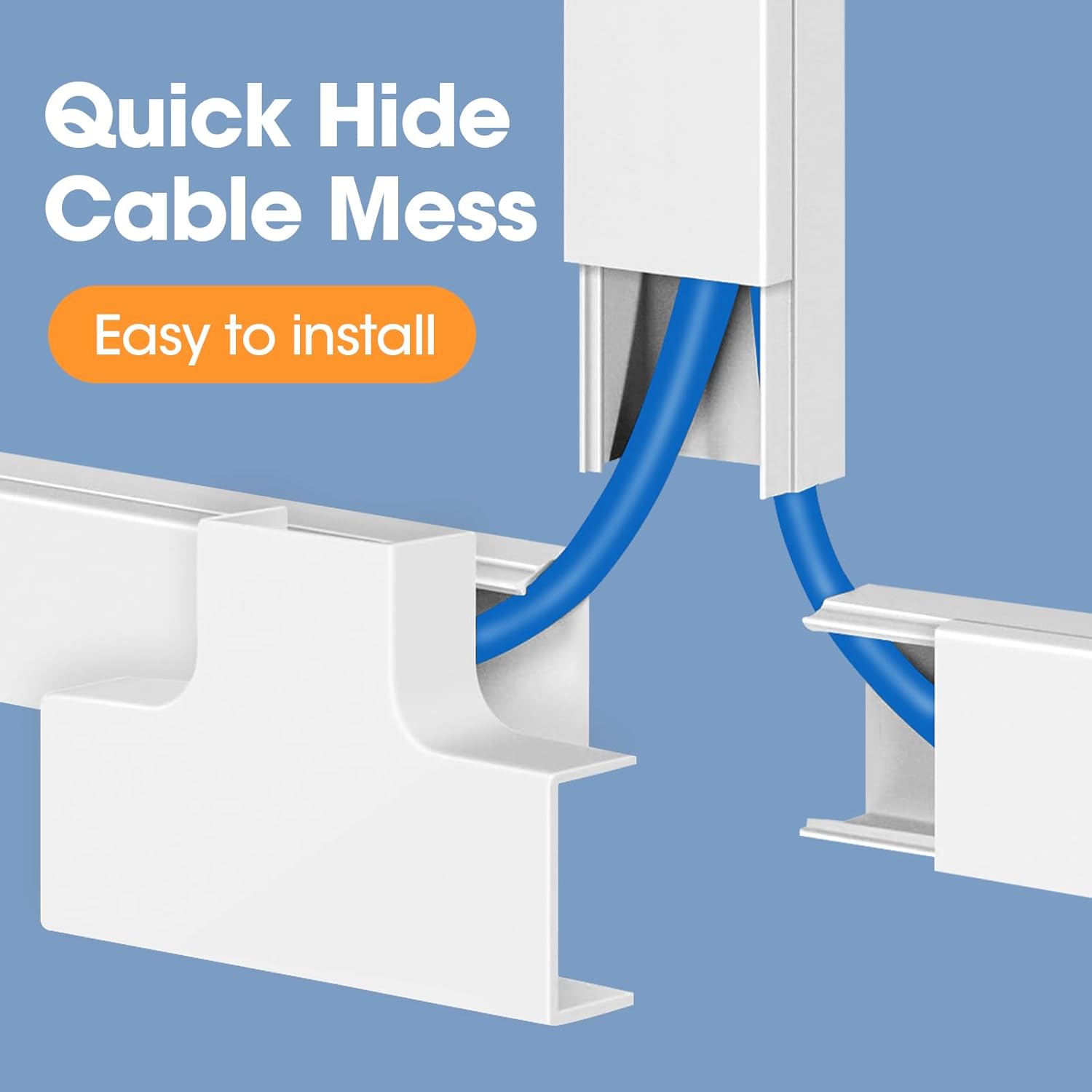 1260in Cord Hider Kit, Cord Covers for Wires on Wall, Paintable Cable Raceway, Cord Hider for Wall Mount tv, tv Cable Hider Wall kit, Wire Covers for Cords, 80X L15.75 X W0.96in X H0.57in, White