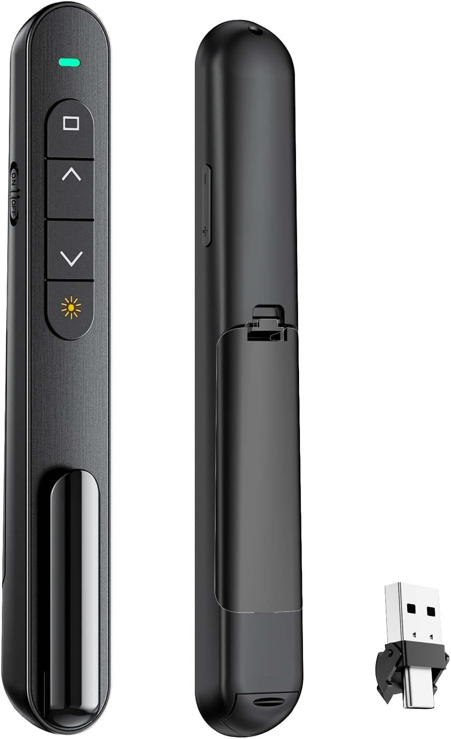QUI Presentation Clicker for PowerPoint, RF 2.4GHz USB C Wireless Presenter Remote with Volume Control, PowerPoint Clicker Slide Advancer for Mac, Windows, Laptop, Keynote