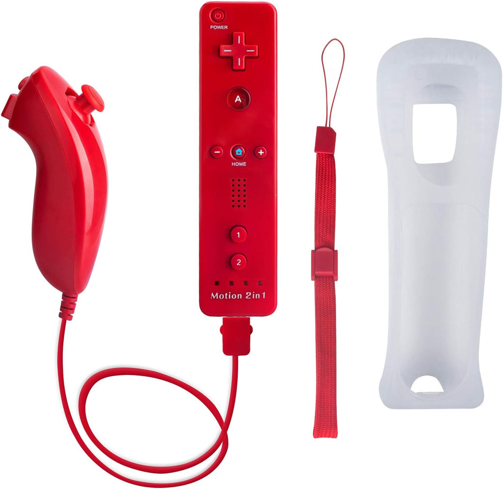 Motion Plus Wii Controllers 2Packs with Nunchucks, Wii Remote Controllers Compatible for wii and Wii U with Built in Motion Plus