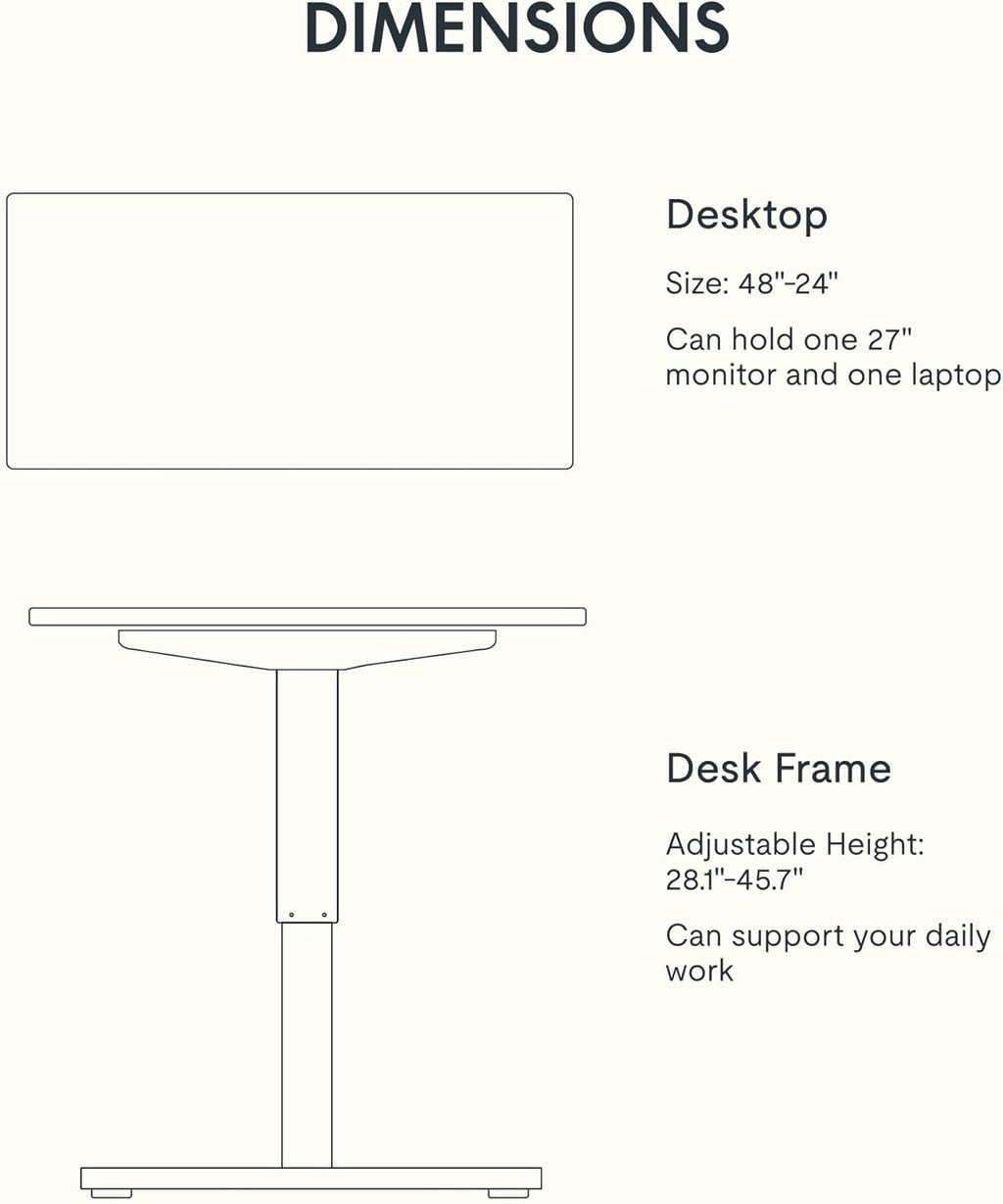 FLEXISPOT EN1 Bamboo Standing Desk, 48 x 24 Inches Whole-Piece Electric Height Adjustable Desk (Black Frame + Bamboo Top, 2 Packages)