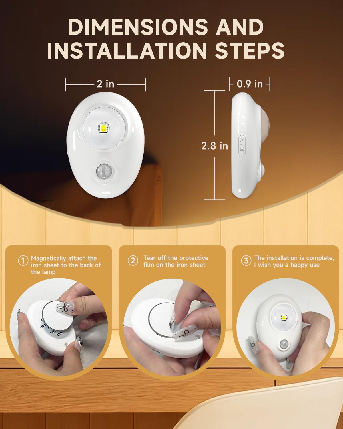 LEPOTEC LED Puck Lights, Rechargeable Battery Light,3 Color Temps Tap Lights,Wireless Closet Light,Under Cabinet Lighting,Magnetic Sitck On Lights for Kitchen,Closet,Pantry,Shelves(6 Pack)