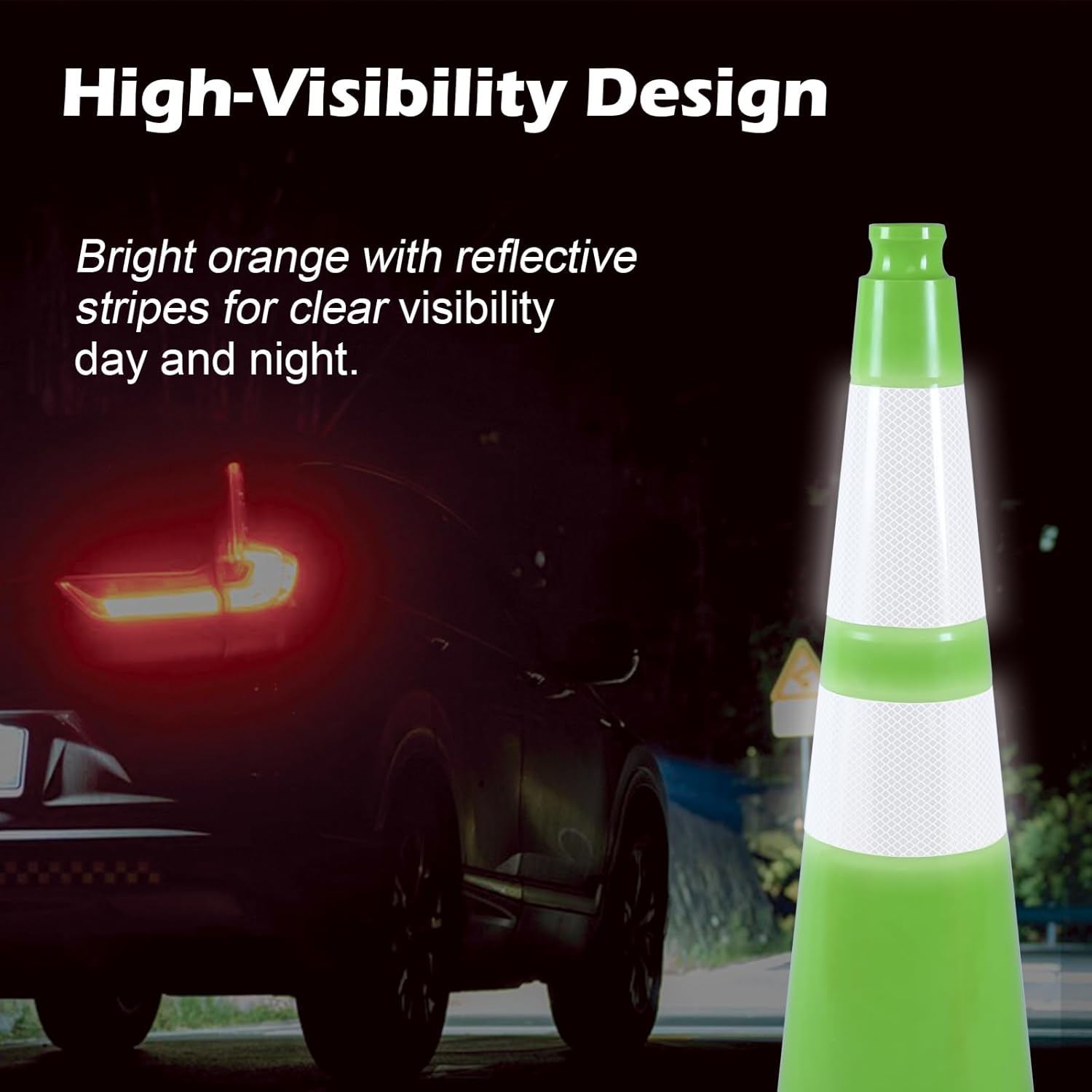 OranclUS 360 Pack 28" Green Traffic Cones with Black Base – Heavy Duty Bulk Traffic Safety Cones for Construction, Commercial, and Public Events (360, Green, 28 Inch)