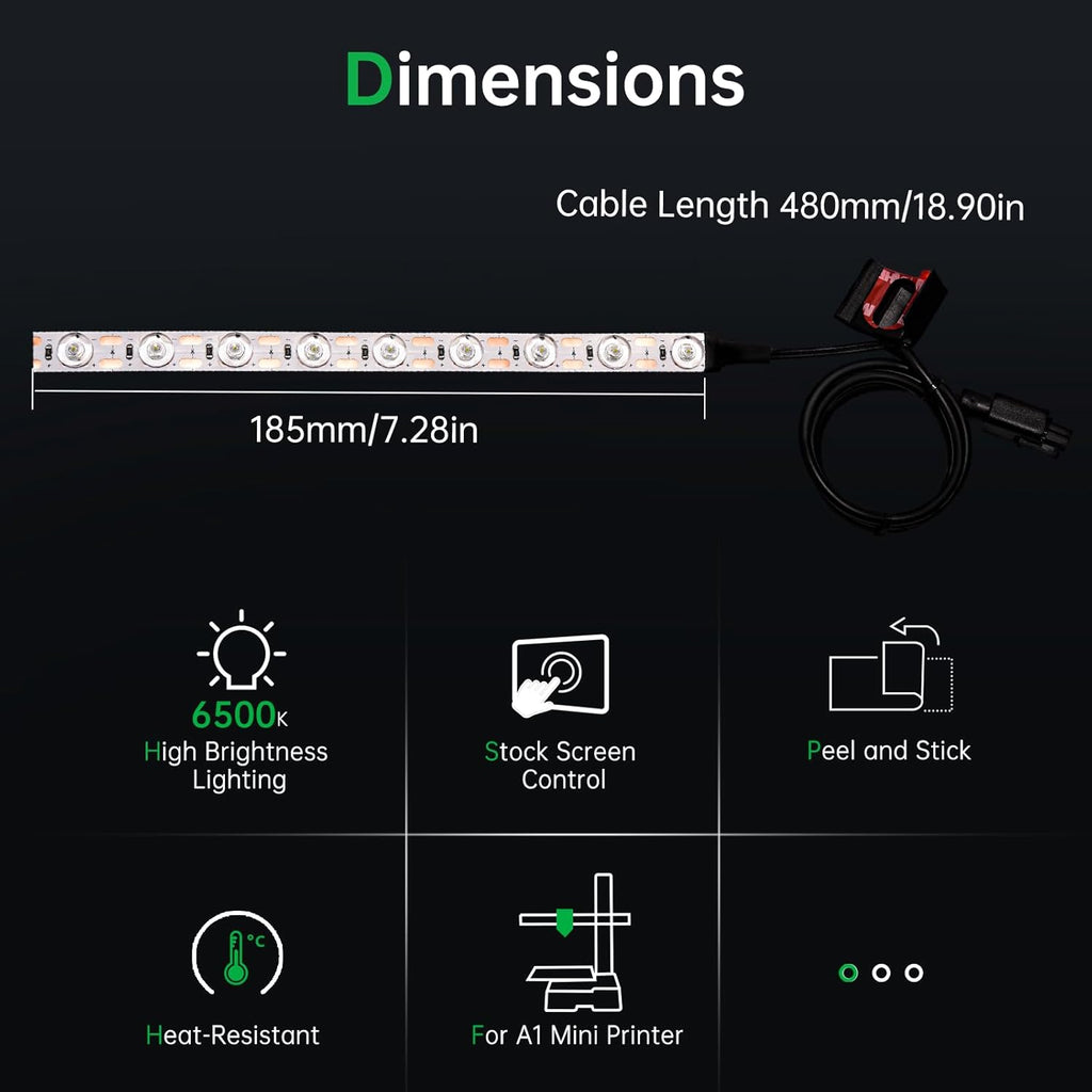 BIQU Panda Lux Compatible with Bambu-Lab A1 Mini LED Light Strip Easy Installation High Brightness Light Bar