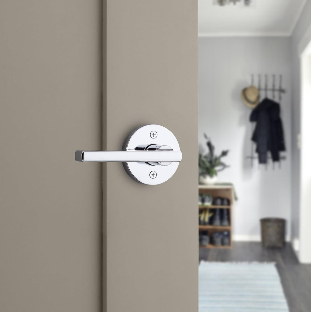 Kwikset Halifax Interior Passage Door Knob, Round Handle for Closet and Hallway Doors, Non-Locking Doorknob in Polished Chrome, with Microban Protection