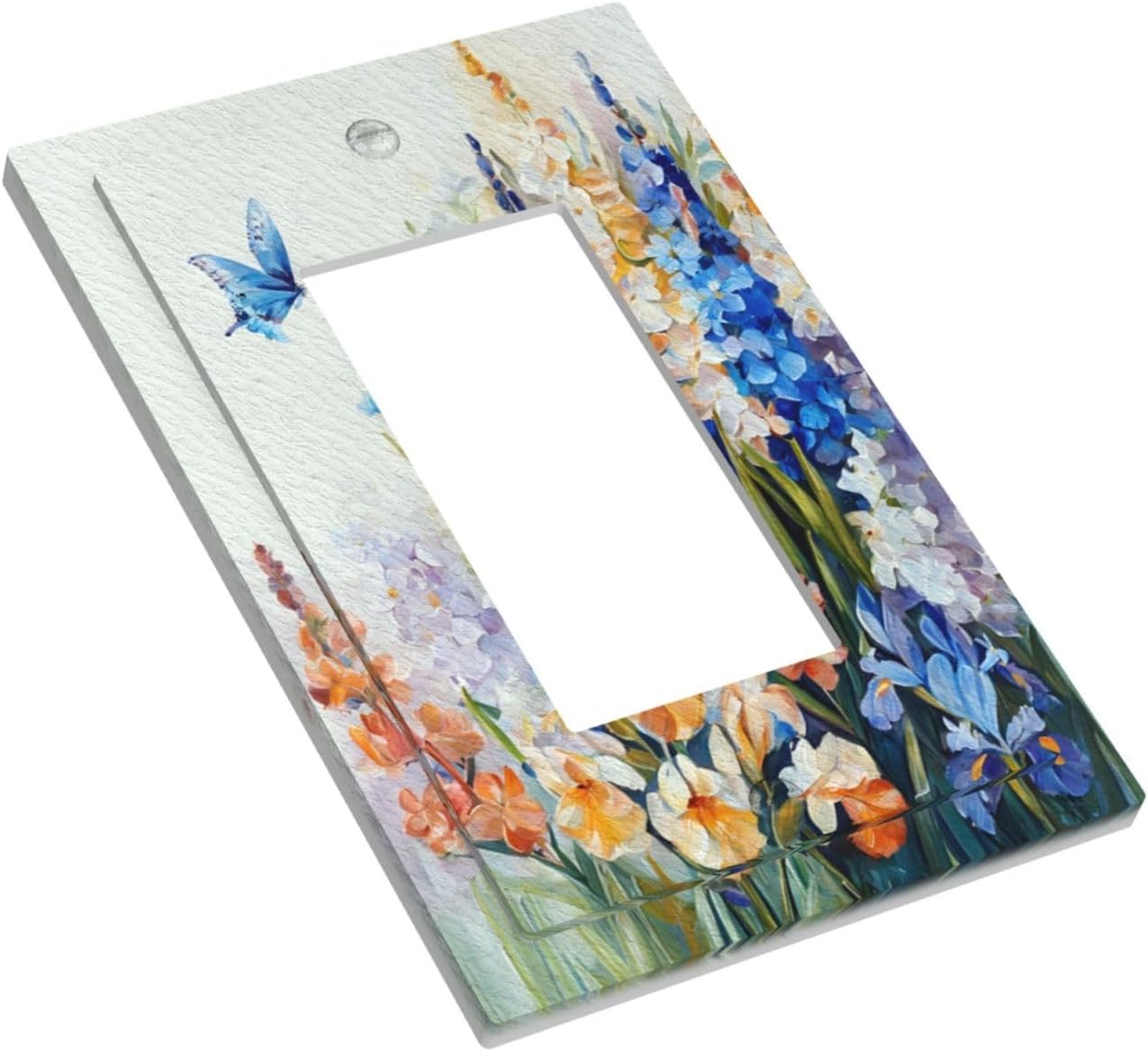 Decorative Outlet Covers Rustic Colorful Floral Garden Flowers 1 Gang Rocker Light Switch Cover Plate Single Decora Light Switch Covers Wall Plate Faceplate for Country Bedroom Home Decor