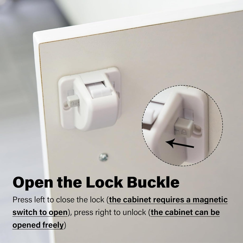 12 Pack Magnetic Cabinet Locks Baby Proofing - Child Safety Cabinet Latch Locks with Adhesive, No Drill or Tools Installation, for Cabinets Drawers Doors