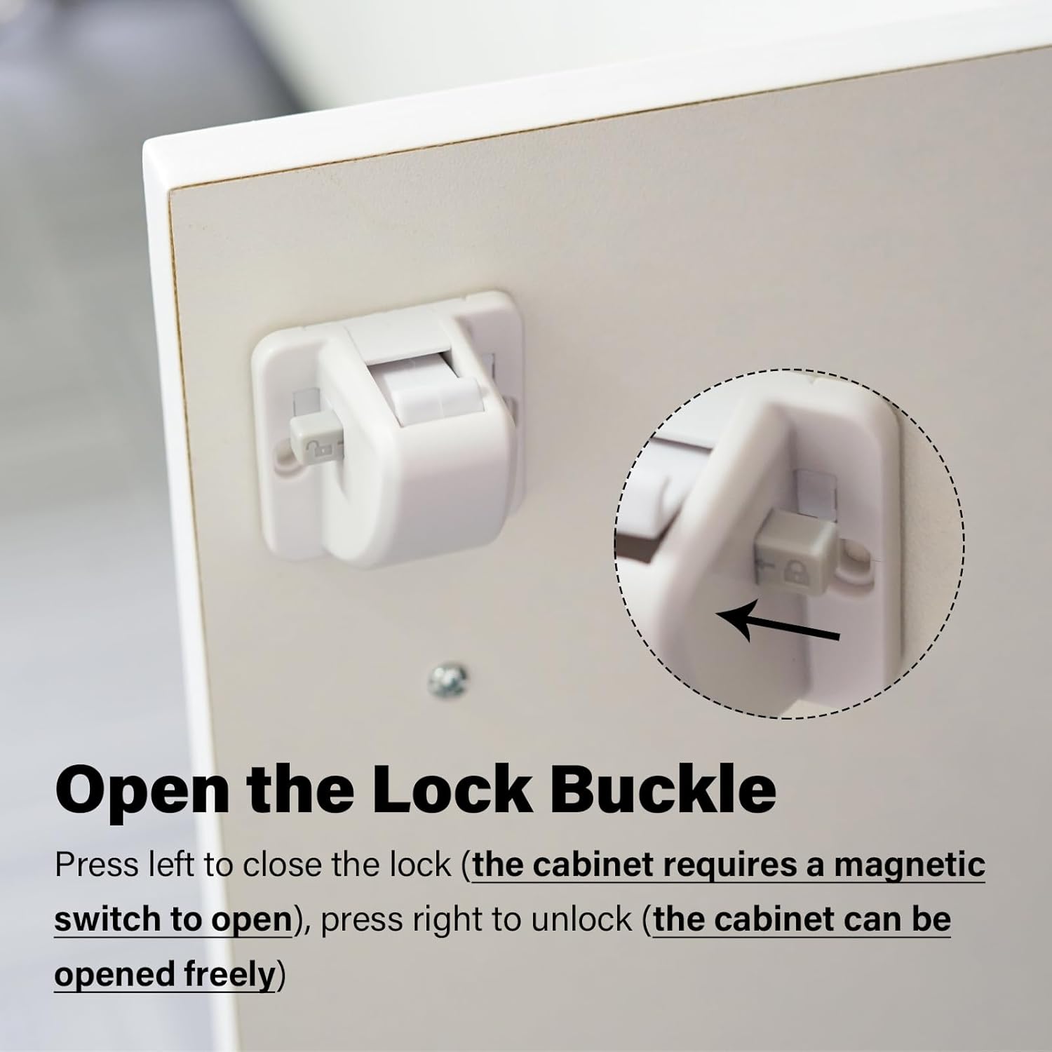 6 Pack Magnetic Cabinet Locks Baby Proofing - Child Safety Cabinet Latch Locks with Adhesive, No Drill or Tools Installation, for Cabinets Drawers Doors