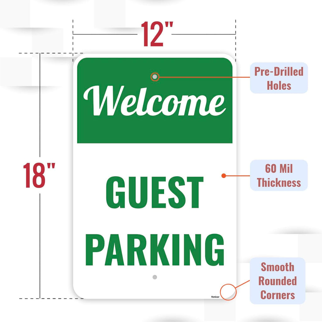 1PC Guest Parking Sign, 18 x 12 Inches - Aluminum - Visitor Customer Parking Only Signs For Business