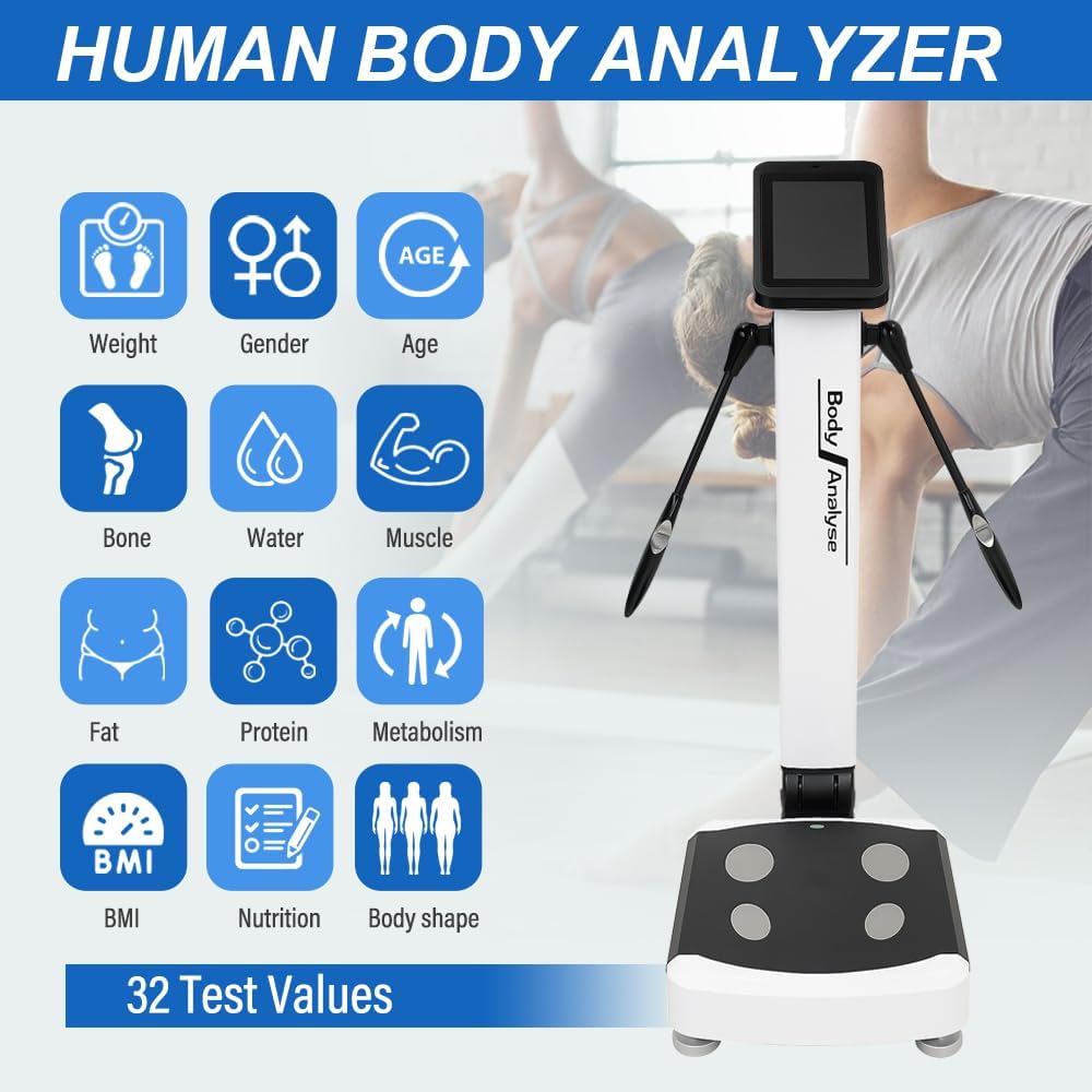 Professional Body Fat Analyzer, 32 Body Composition Analyzer, 10-inch High-Definition Screen Body Composition Analyzer, Body Fat Measurement Device for Homes, Gyms, Medical Clinics