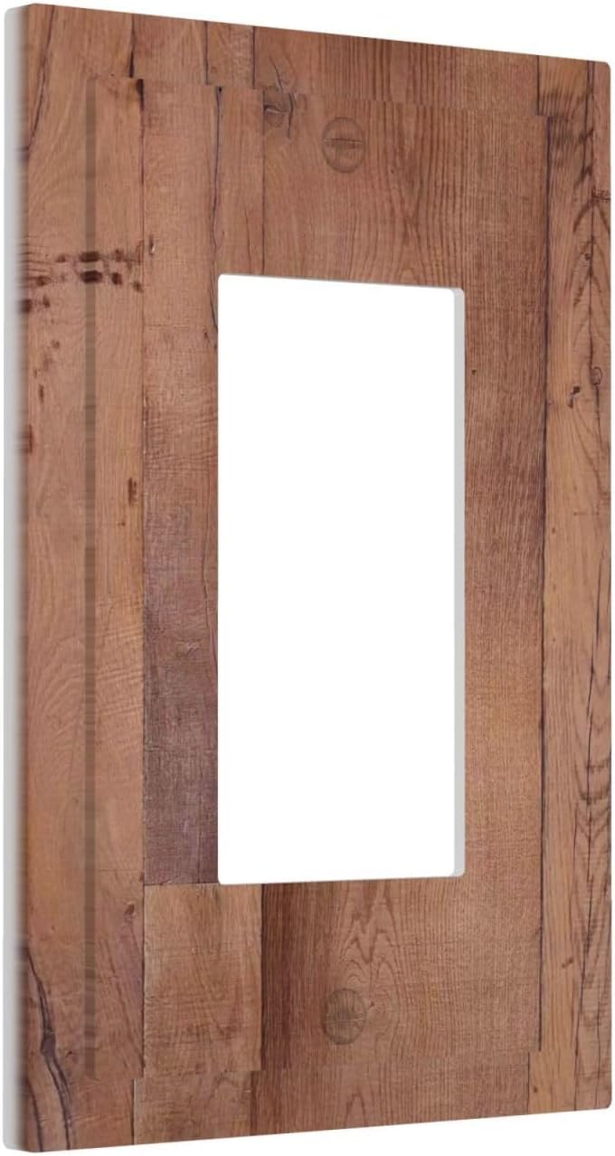 Rustic Brown Dark Wood Texture Printing Decorative Outlet Covers 1 Gang Single Rocker Light Switch Cover Plate Wall Plates Gfci Faceplate For Farmhouse Cabin Decor