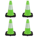 4 Pack 12 Inch Green PVC Traffic Cones Black Base Stable Durable, Sport Training Soccer Practice Kids Activities Markers Indoor Outdoor Use (4, Green, 12 Inch)