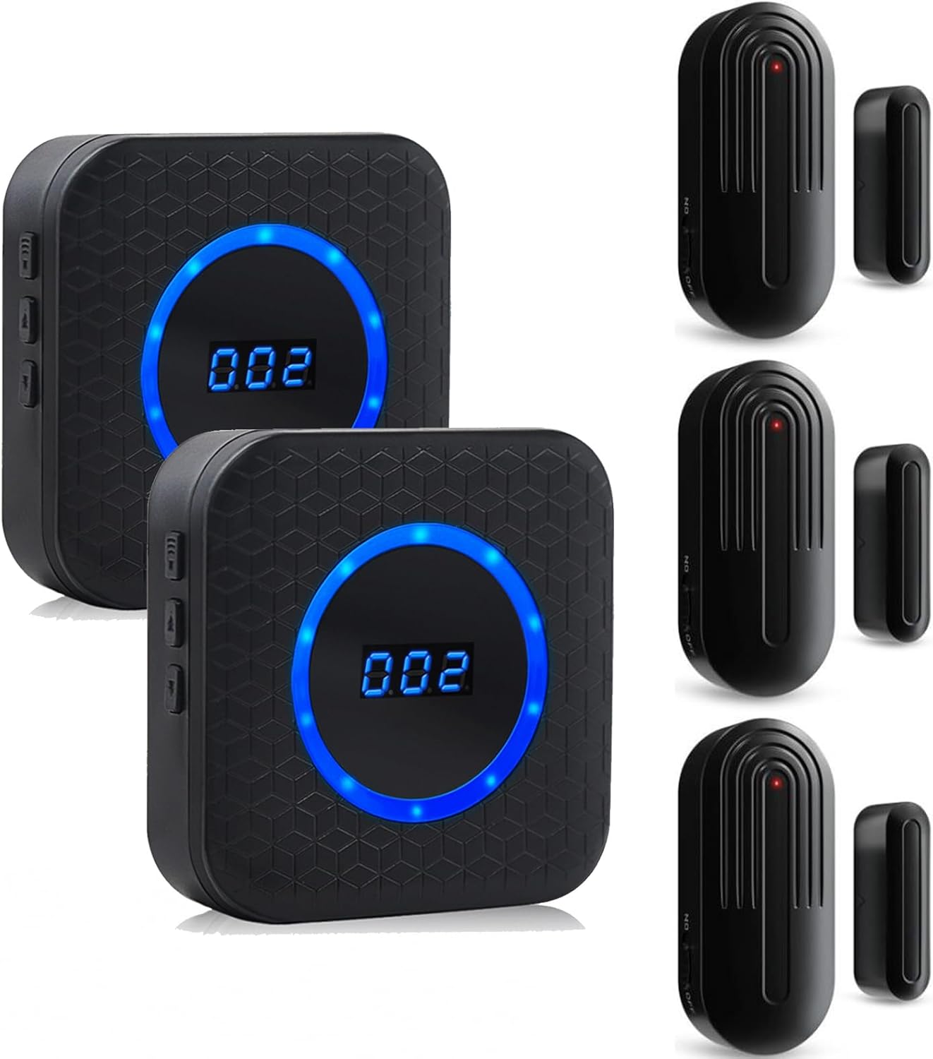 Wireless Door Chime for Business When Entering Door Alarm with 55 Chimes 5 Volume Levels Door Sensor Alert for Home with Number Display(2 Receiver & 3 Sensor)