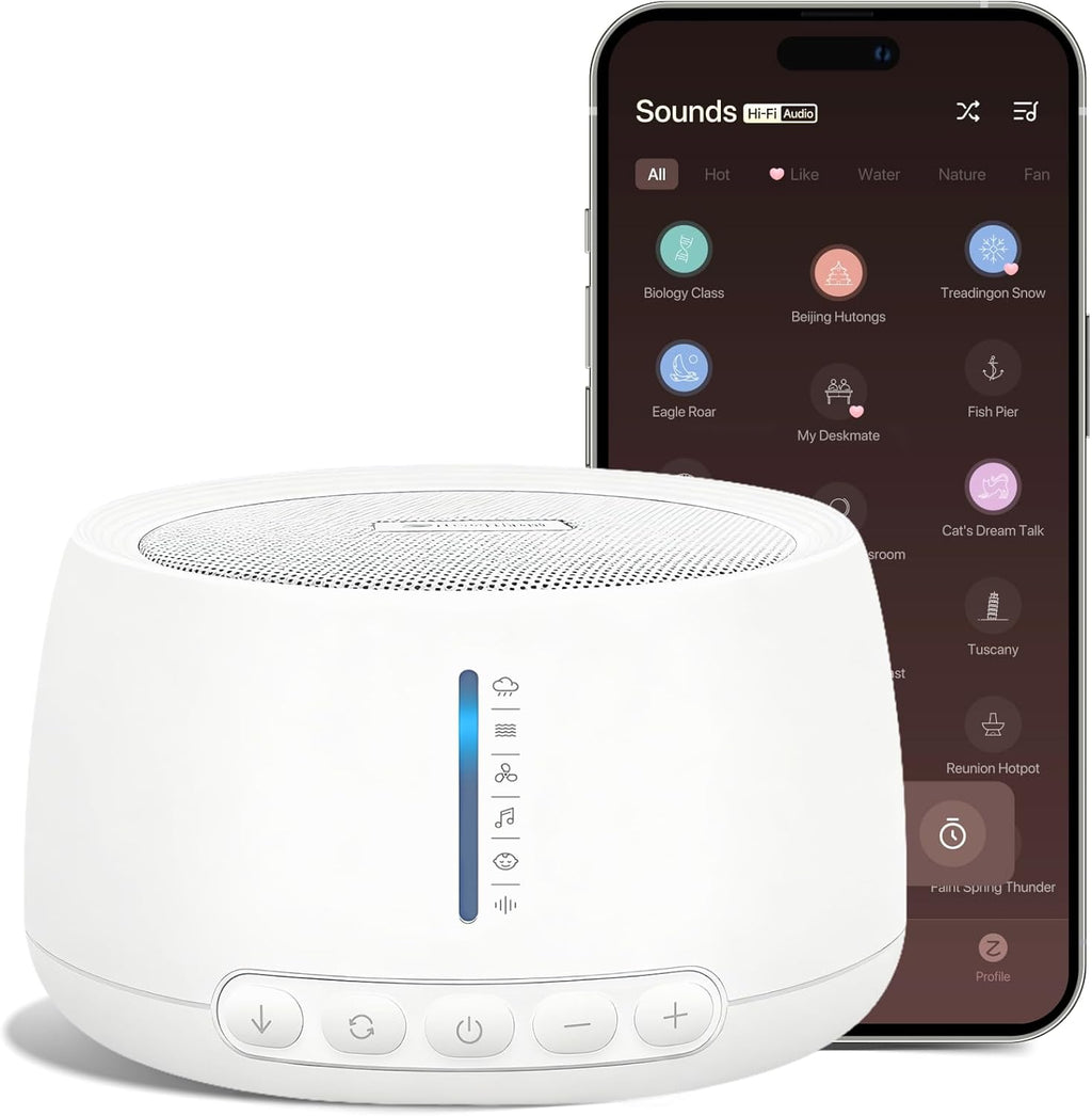 White Noise Sound Machine,18 Non-Looping Sounds,Sleep Timer,ZenNap App Included 500+ Hi-Fi Audios, 8-Sounds Mixing,Sound Machine for Sleeping,Office,Travel,Home