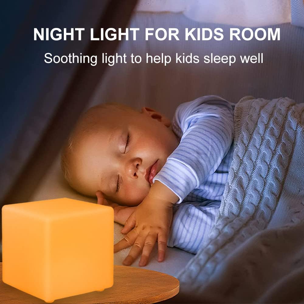 6-in LED Cube Night Light, Rechargeable LED Light Cube w/Remote, Dimmable 16 RGB Color Changing 4 Modes Light Up Cubes for Kid/Adult, Waterproof Tesseract Cosmic Cubes for Bedroom Sensory Room Nursery