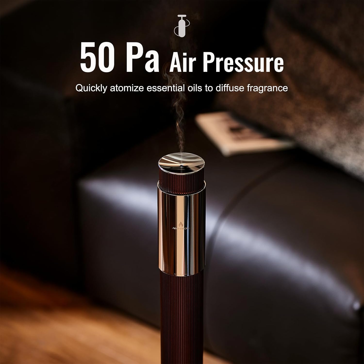 40-inch Large Waterless Essential Oil Diffuser, Luxury Hotel Diffuser, Cordless Rechargeable App Diffuser, Includes 120ml Essential Oils,2000Sq.Ft Coverage, for Home, Office, Spa, Hotel, Burgundy