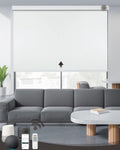 Motorized Roller Shade, 100% Blackout Electric 21-98” Width Blinds for Windows Via Hub Remote Alexa Google Home, Rechargeable Smart Automatic Customized Size（Dule Side-White）