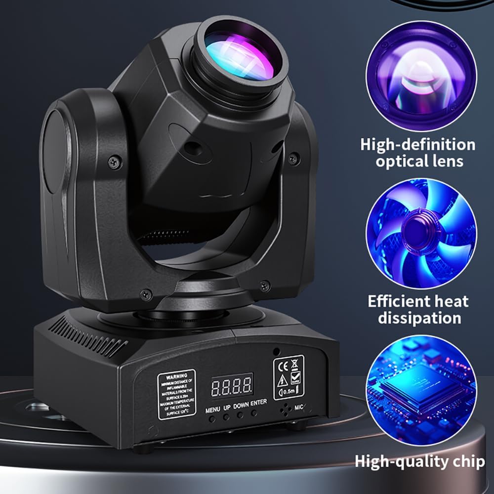 MINGJIE 60W LED Moving Head Stage Lights with DMX512 Control - 8 Gobos & 8 Colors, Sound Activated, 540° Pan & 270° Tilt, Compact DJ Light for Wedding, Party Stage Lighting (1Pack =6PCS)