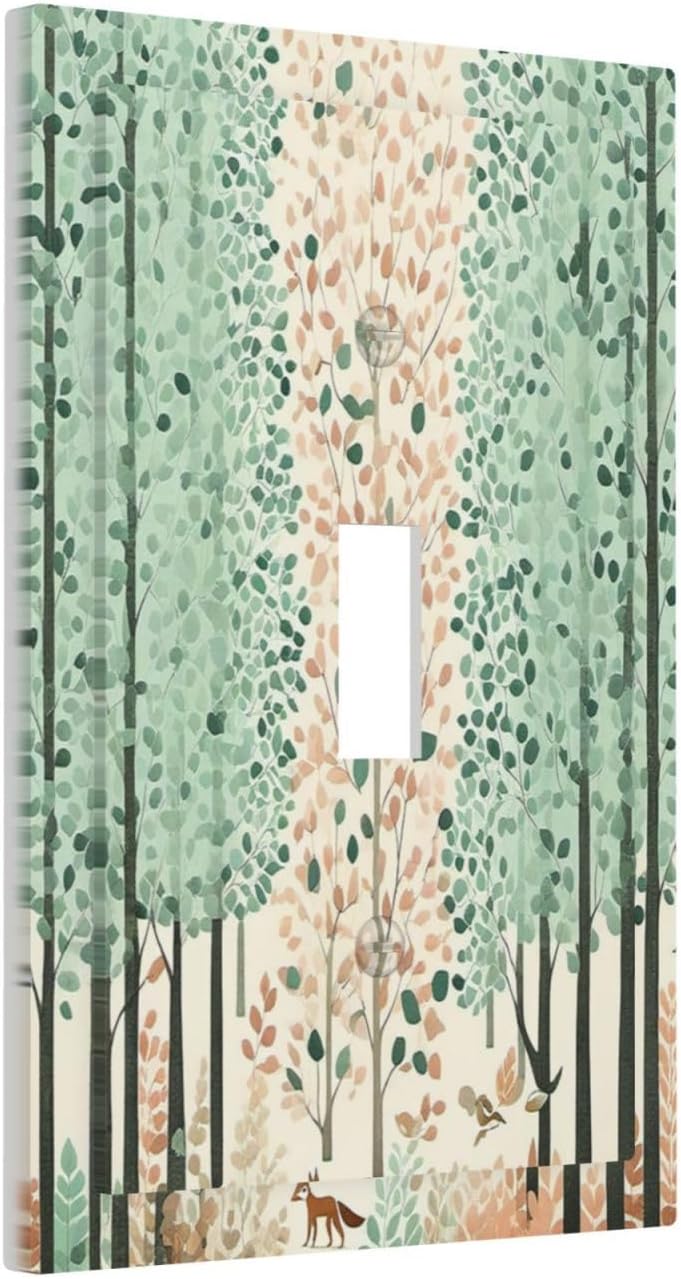 Boho Wildflower Forest Woodland Animals Decorative Light Switch Cover 1 Gang Single Toggle Decorator Outlet Wall Plate Device Electrical Faceplate Switchplates for Bedroom Bathroom Decor