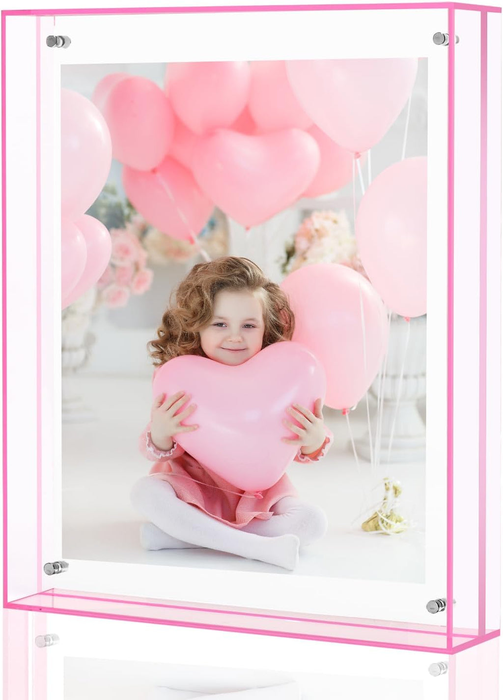 8x10 Picture Frames, Stunning Color Acrylic Photo Frame, Wall & Tabletop Display Frames, Modern Floating Style for Home Office Decoration, Pink (1 Pack)