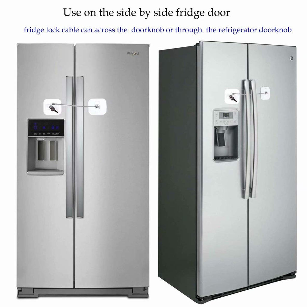 Locks for Refrigerator,2 Pack Fridge Lock with Keys,Lock for a Fridge,White Refrigerator Lock
