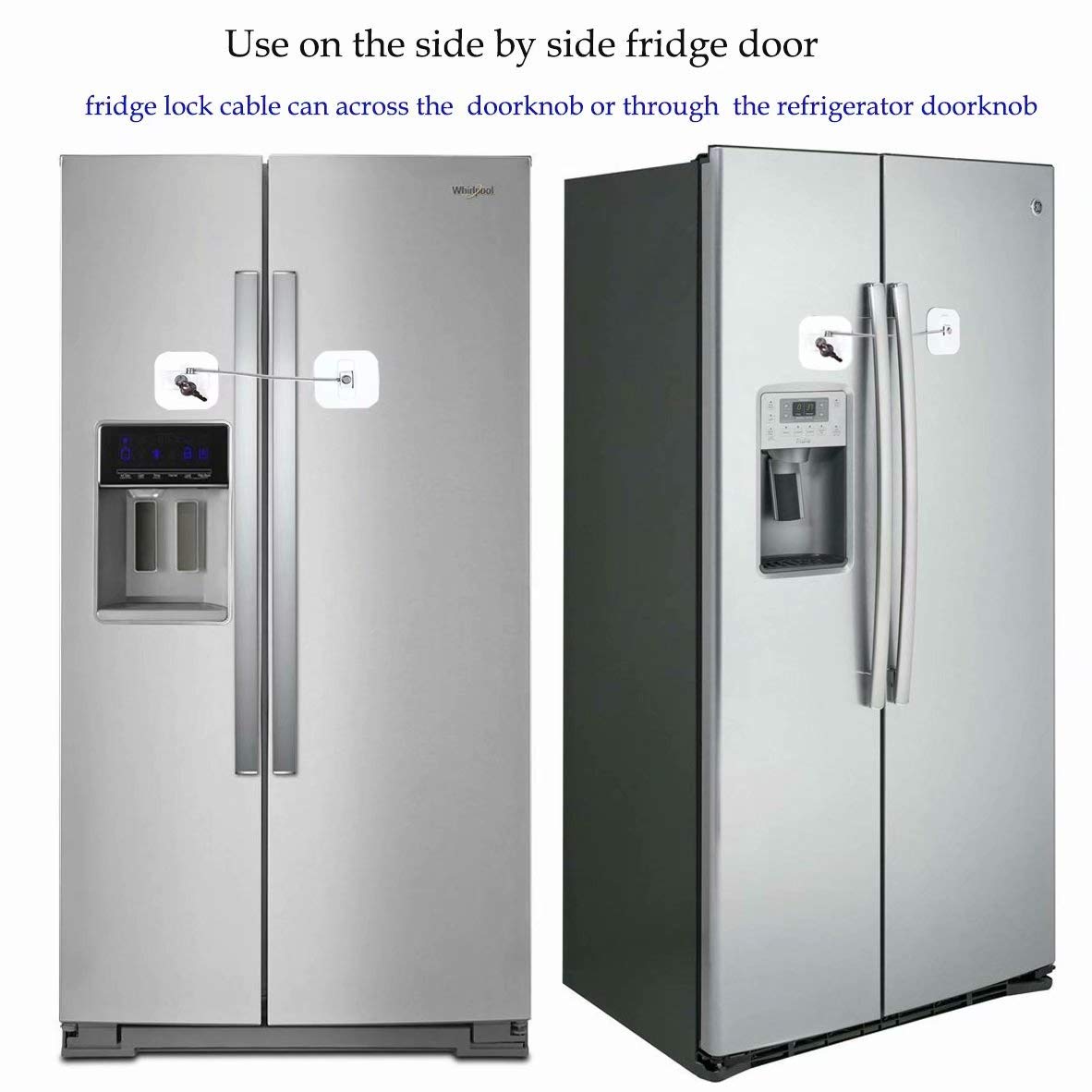 Locks for Refrigerator,2 Pack Fridge Lock with Keys,Lock for a Fridge,White Refrigerator Lock