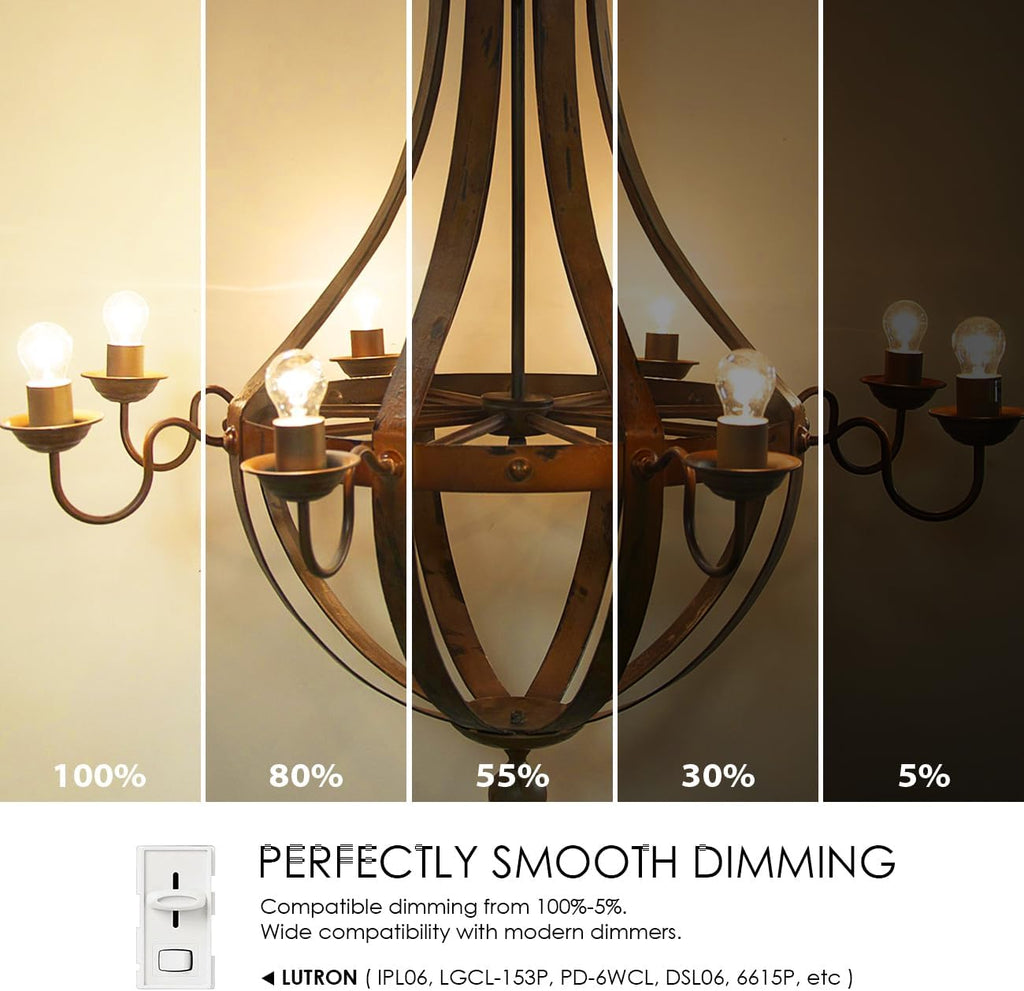 LVWIT G14 LED Filament Globe Bulb 4.5W(60W Equivalent), Dimmable 2700K Warm White Light E26 Screw Base, Decorative Edison Light Bulb, UL-Listed(12-Pack)