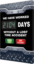 Accuform SCK104 Aluminum Digi-Day2 Electronic Safety Scoreboard, WE Have Worked #### Days Without A Lost TIME Accident - Green Safe/RED Accident"