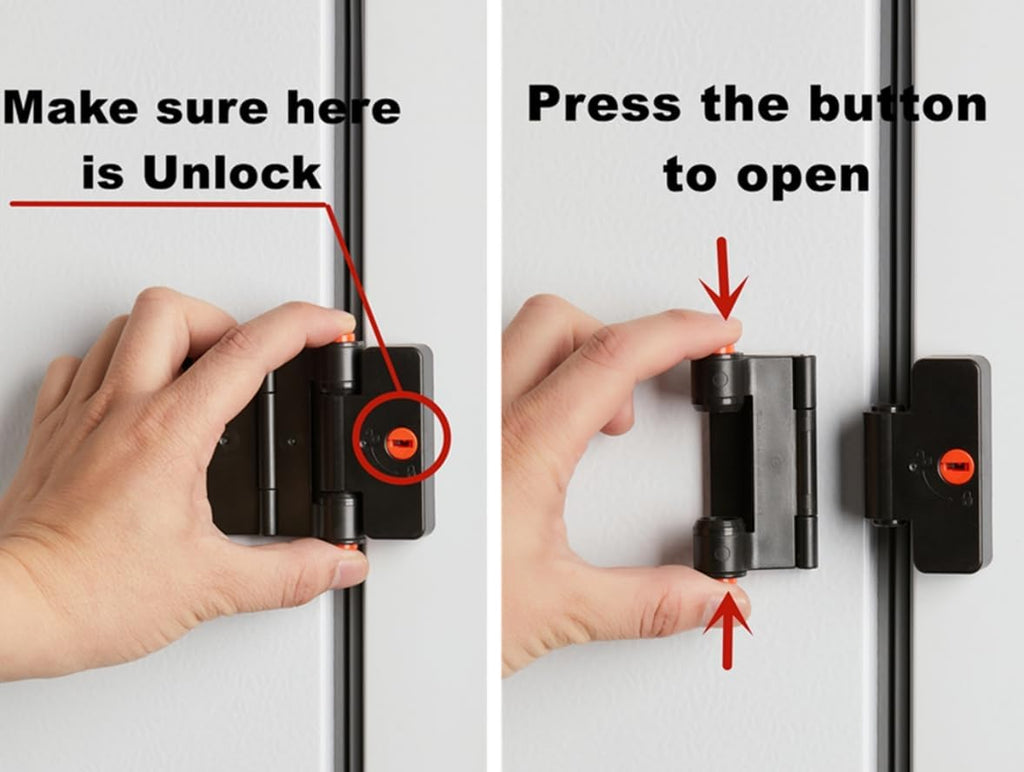Refrigerator Adhesive Locks Double Button Fridge Door Lock with Key, Child Proof Freezer Cooler Door Lock, Child Baby Safety File Drawer Lock and Cabinet Locks (Black, 1)