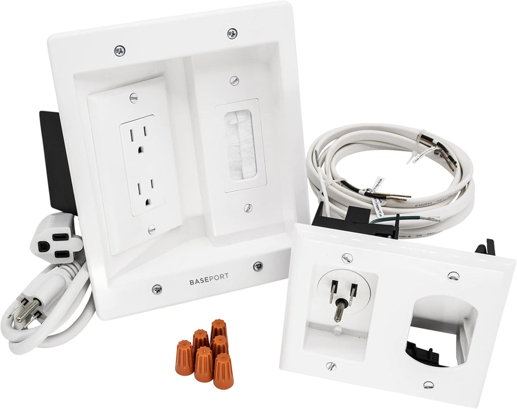 In Wall Cable Management Kit - Hide Wires Wall Mount TV Kit with Wall Cable Pass Through, Complete Cord Hider for Wall Mount TV