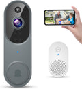 1080p Wireless Video Doorbell Camera, AI Human Detection, Live View, Night Vision, Cloud Storage, 2.4G WiFi, Battery Powered, Indoor Outdoor Surveillance (Includes Doorbell Receiver)