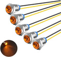 5pcs 10mm LED Metal Indicator Light 110V-220V AC Waterproof Signal Lamp (Yellow)