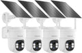 Solar Security Cameras Wireless Outdoor 4 Pack, 3MP Security Cameras Wireless Outdoor, Pan Tilt 360°WiFi Camera with Color Night Vision/PIR Sensor/2-Way Audio/Alexa