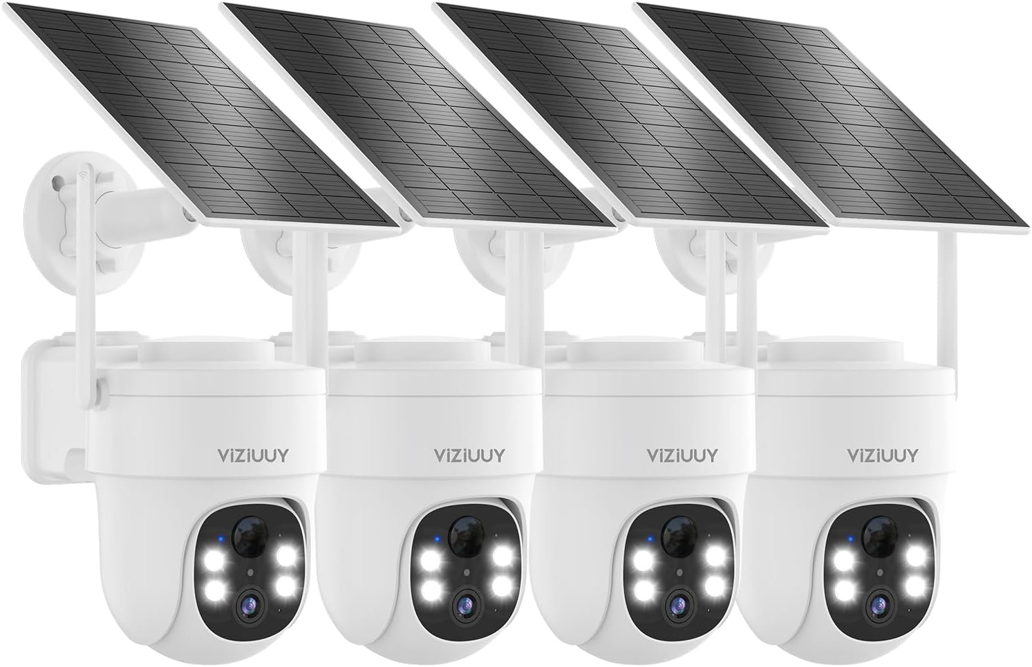 Solar Security Cameras Wireless Outdoor 4 Pack, 3MP Security Cameras Wireless Outdoor, Pan Tilt 360°WiFi Camera with Color Night Vision/PIR Sensor/2-Way Audio/Alexa