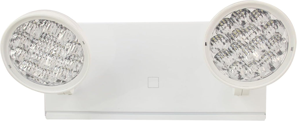 TANLUX New York City Approved Emergency Light, Emergency Lights with Battery Backup, White Steel Housing, AC 120/277V, Two Heads On Front Shell